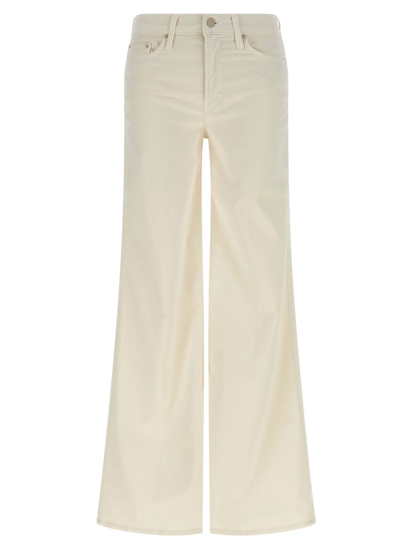 Mother Denim Women's Flared Polyester Cotton Denim Corduroy Trousers - White