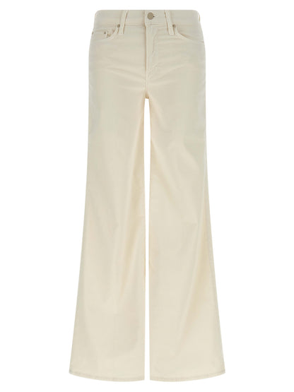 Mother Denim Women's Flared Polyester Cotton Denim Corduroy Trousers - White