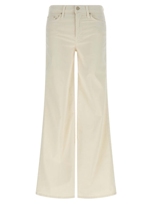 Mother Denim Women's Flared Polyester Cotton Denim Corduroy Trousers - White