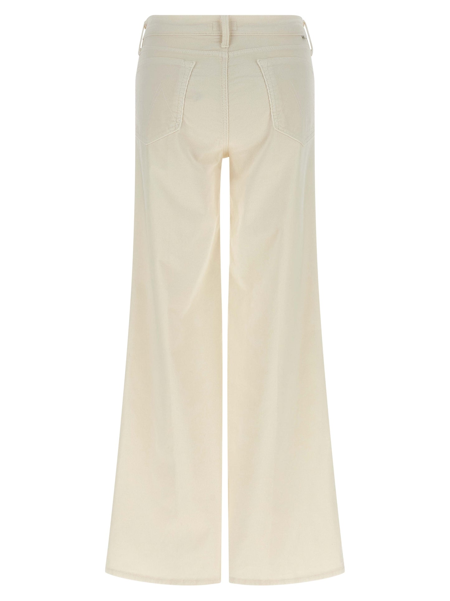 Mother Denim Women's Flared Polyester Cotton Denim Corduroy Trousers - White