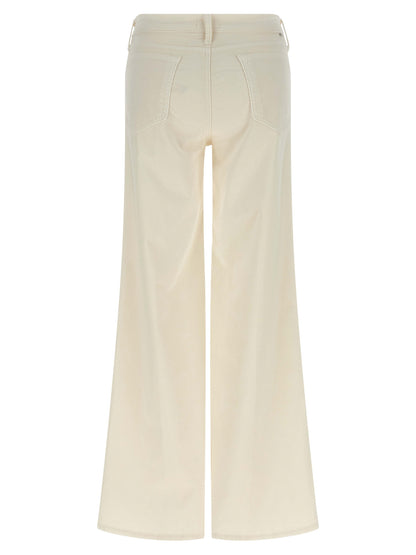 Mother Denim Women's Flared Polyester Cotton Denim Corduroy Trousers - White