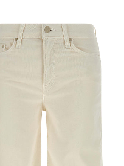 Mother Denim Women's Flared Polyester Cotton Denim Corduroy Trousers - White