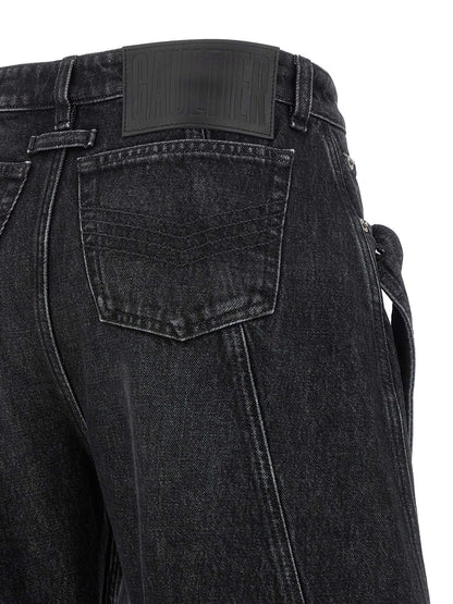 Jeans by Jean Paul Gaultier for women in cotton denim black features a refined silhouette with a refined wide, defined by a low rise and a refined long for a refined finish.
