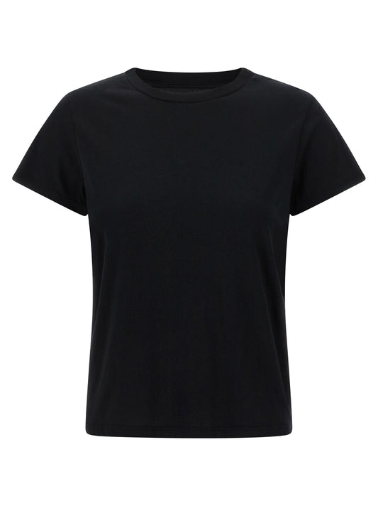 T-Shirt by Mother Denim for women in denim cotton black showcases a unassuming silhouette, artfully detailed with a refined and unassuming short-sleeve for a sophisticated, contemporary look.