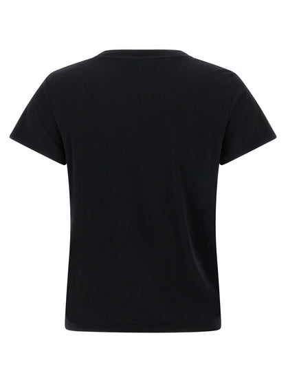 T-Shirt by Mother Denim for women in denim cotton black showcases a dramatic silhouette, elegantly detailed with a dramatic and for a truly dramatic finish.