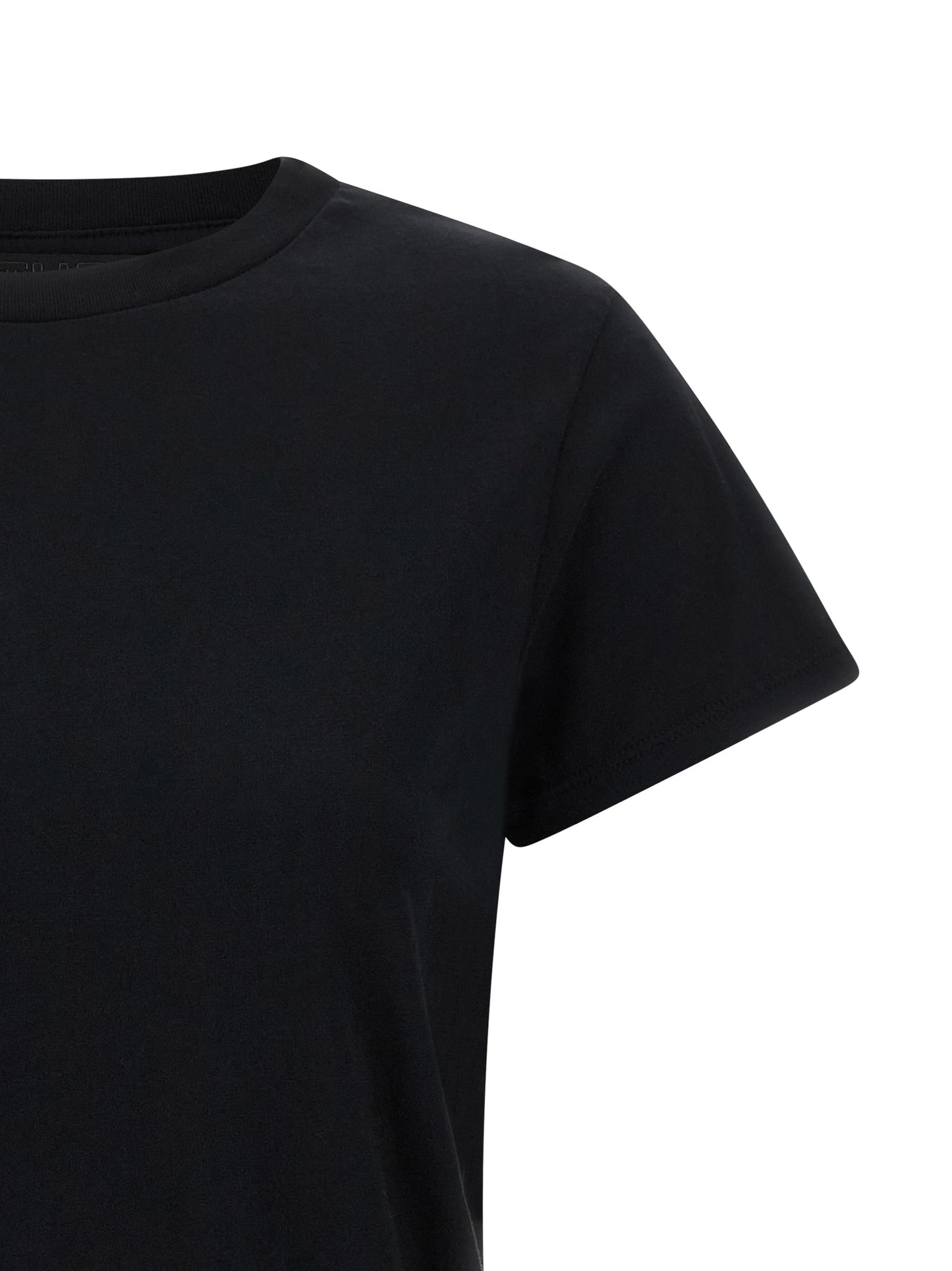 T-Shirt by Mother Denim for women in denim cotton black showcases a dramatic silhouette, elegantly detailed with a dramatic and for a truly dramatic finish.