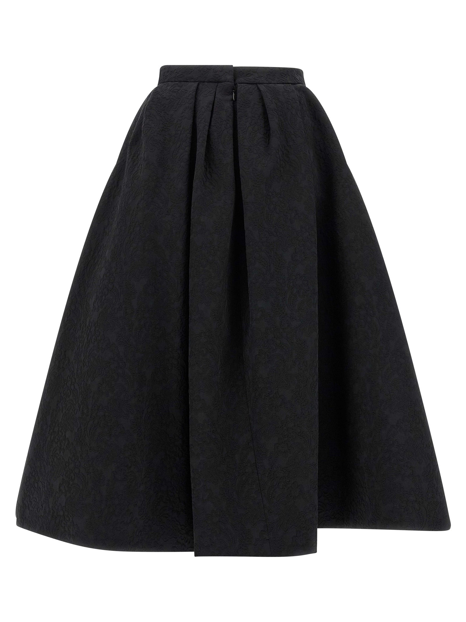 Skirt by Carolina Herrera for women in viscose cotton black & jacquard features a captivating silhouette, showcasing the captivating Women's Tailored Viscose Cotton Midi Skirt design with a sophisticated midi for a captivating look.