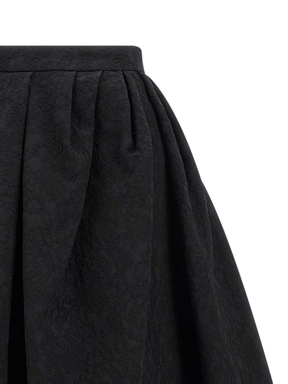 Skirt by Carolina Herrera for women in viscose cotton black & jacquard features an relaxed-yet-refined silhouette that elegantly showcases the Women's Tailored Viscose Cotton Midi Skirt design and sophisticated midi.