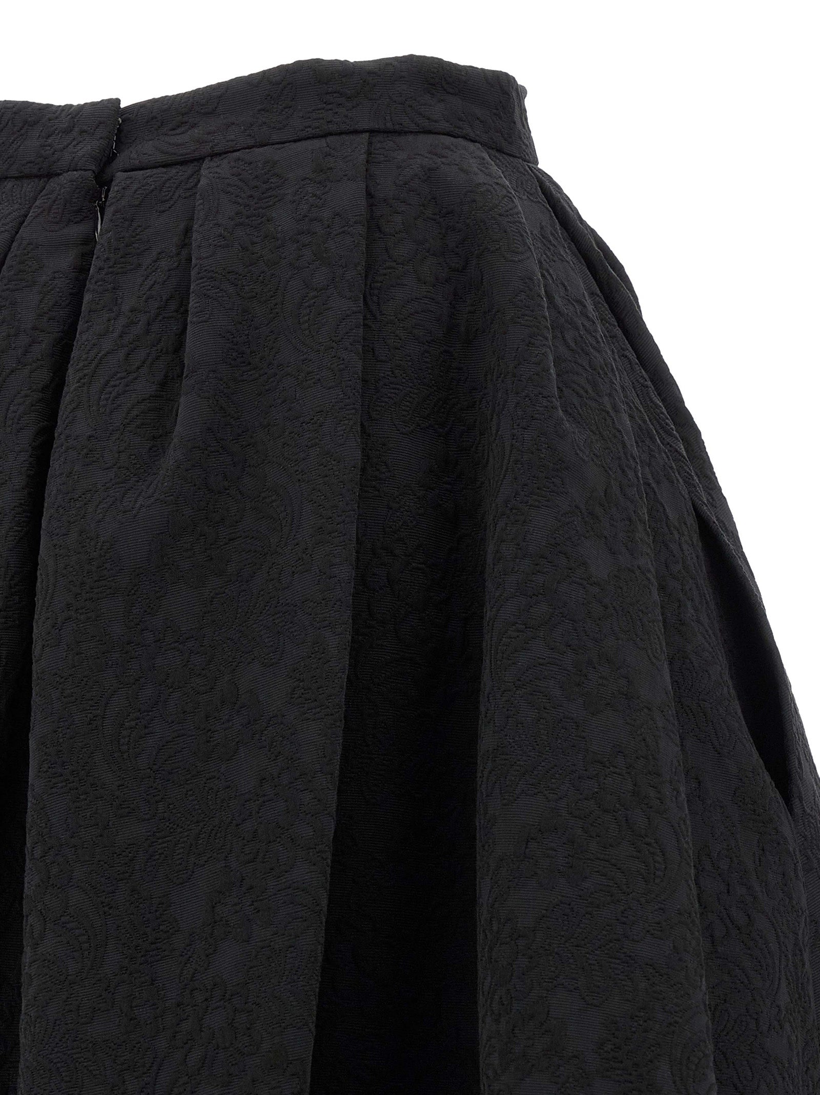 Skirt by Carolina Herrera for women in viscose cotton black & jacquard features a contoured silhouette from the Women's Tailored Viscose Cotton Midi Skirt collection, characterized by its contoured midi for a contoured finish.
