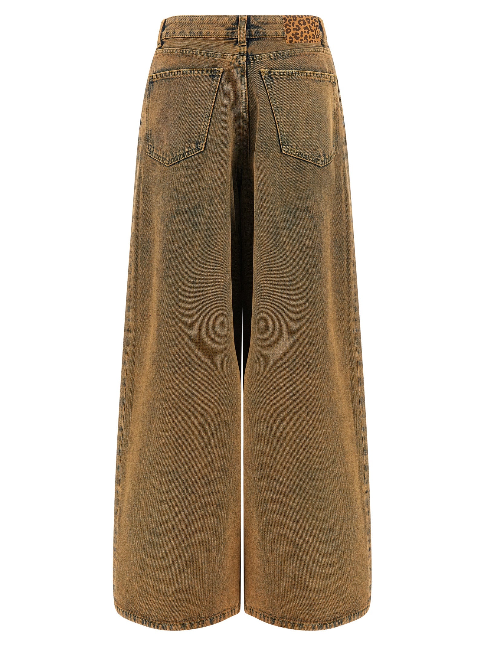 Jeans by Alanui for women in denim cotton animal, brown & print features an sartorial wide and long with a cut for a sartorial finish.