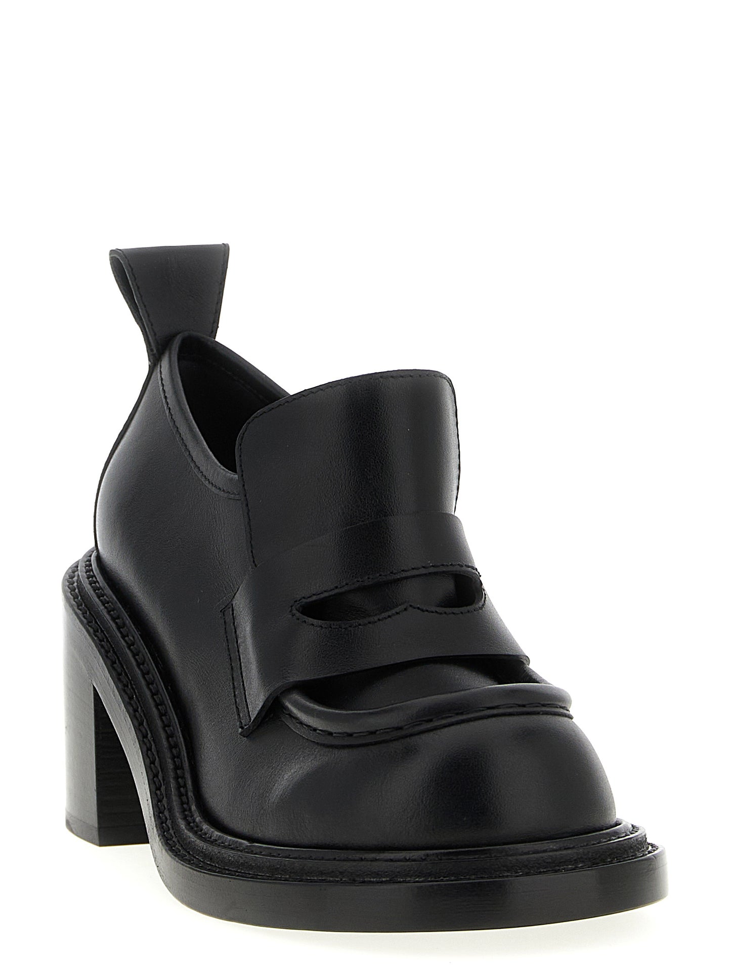 This Platform Geometric Loafer Work Shoes by Moschino for women in calfskin leather black features an exquisite silhouette from the College Olivia Play Women's Calfskin Leather Platform Geometric Loafer Work Shoes collection, defined by a sophisticated platform geometric-heel and elegant .
