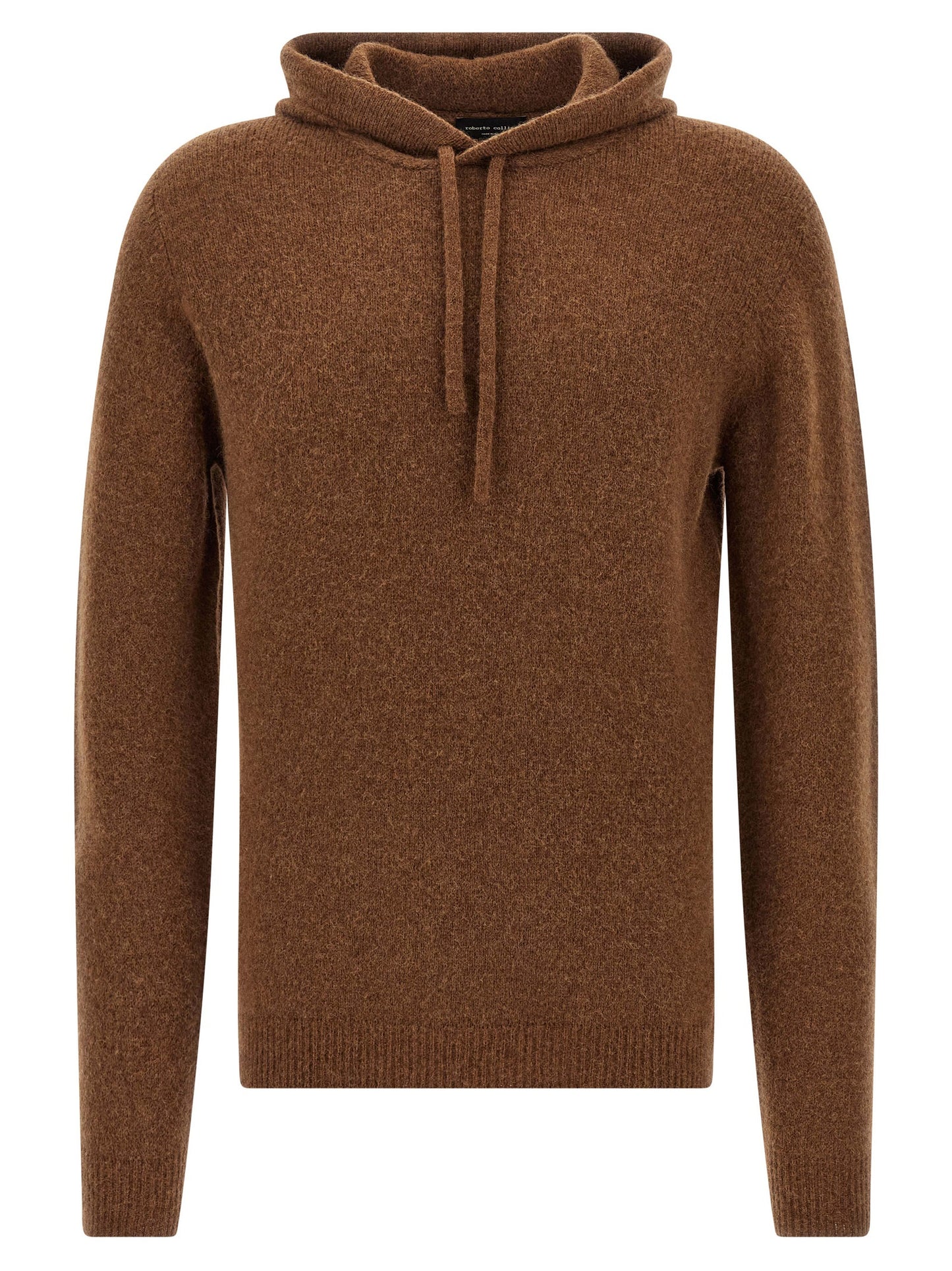Hooded Cardigan by Roberto Collina for men in polyamide & virgin wool brown & camel features an crisp silhouette, showcasing a sophisticated hooded neckline and detail for a truly crisp finish.