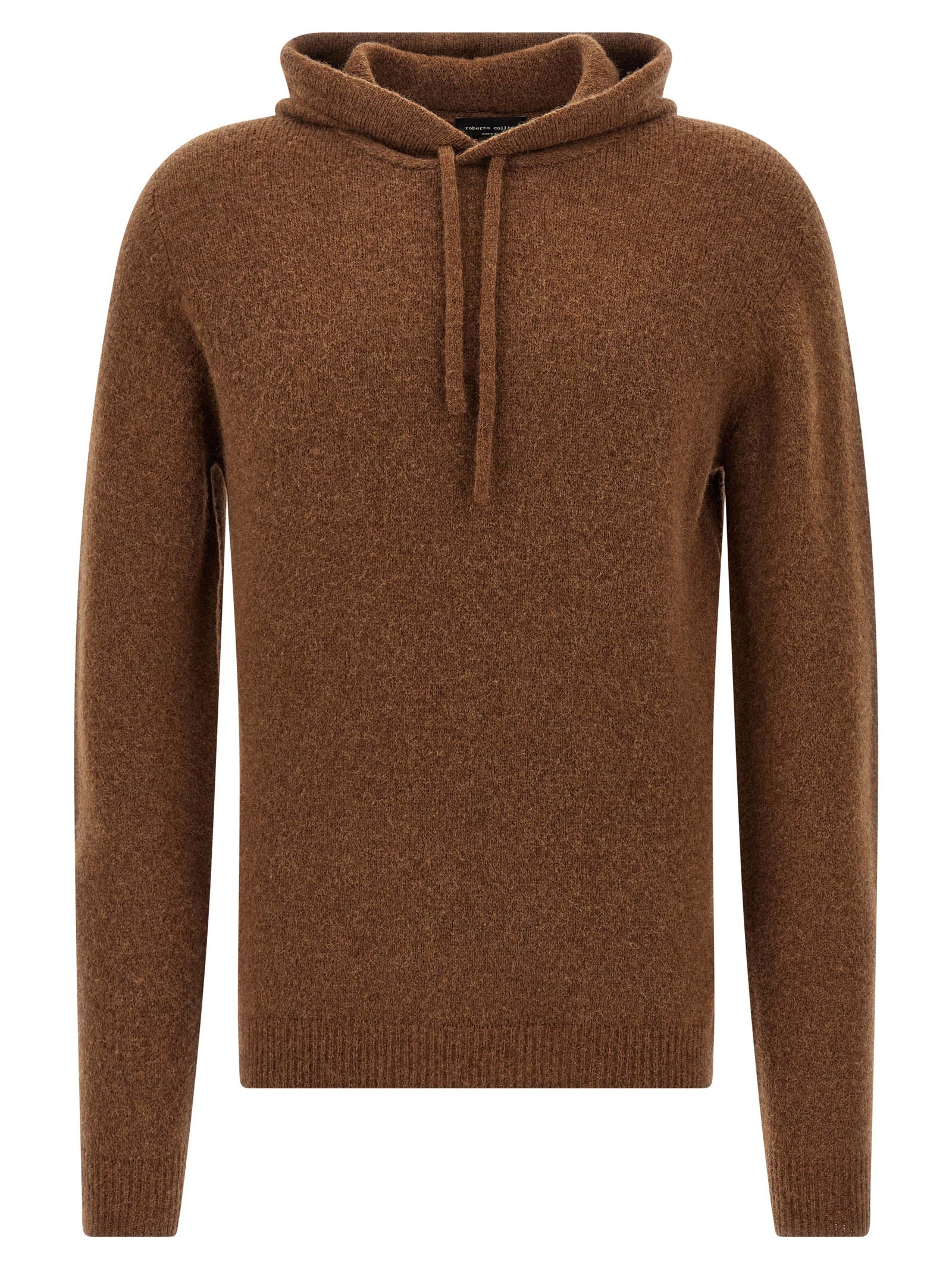 Hooded Cardigan by Roberto Collina for men in polyamide & virgin wool brown & camel features an crisp silhouette, showcasing a sophisticated hooded neckline and detail for a truly crisp finish.