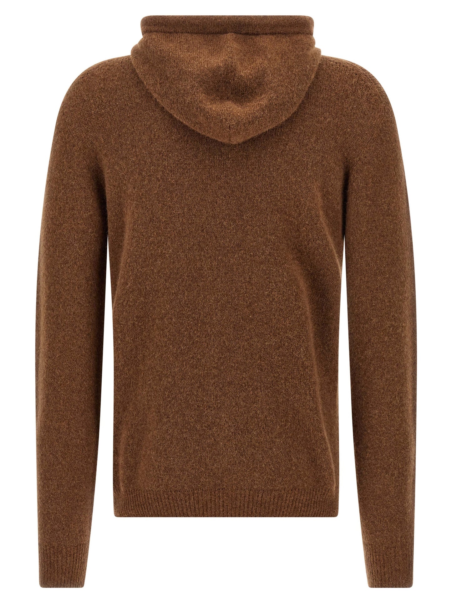Hooded Cardigan by Roberto Collina for men in polyamide & virgin wool brown & camel features a nuanced silhouette with a refined hooded neckline and nuanced detailing for a sophisticated look.