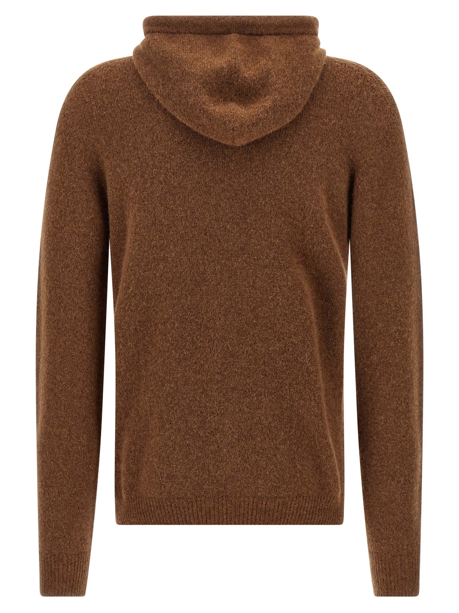 Hooded Cardigan by Roberto Collina for men in polyamide & virgin wool brown & camel features a nuanced silhouette with a refined hooded neckline and nuanced detailing for a sophisticated look.
