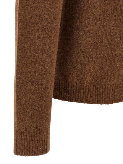 Hooded Cardigan by Roberto Collina for men in polyamide & virgin wool brown & camel showcases a captivating silhouette, artfully detailed with a captivating and for a truly sophisticated captivating look.