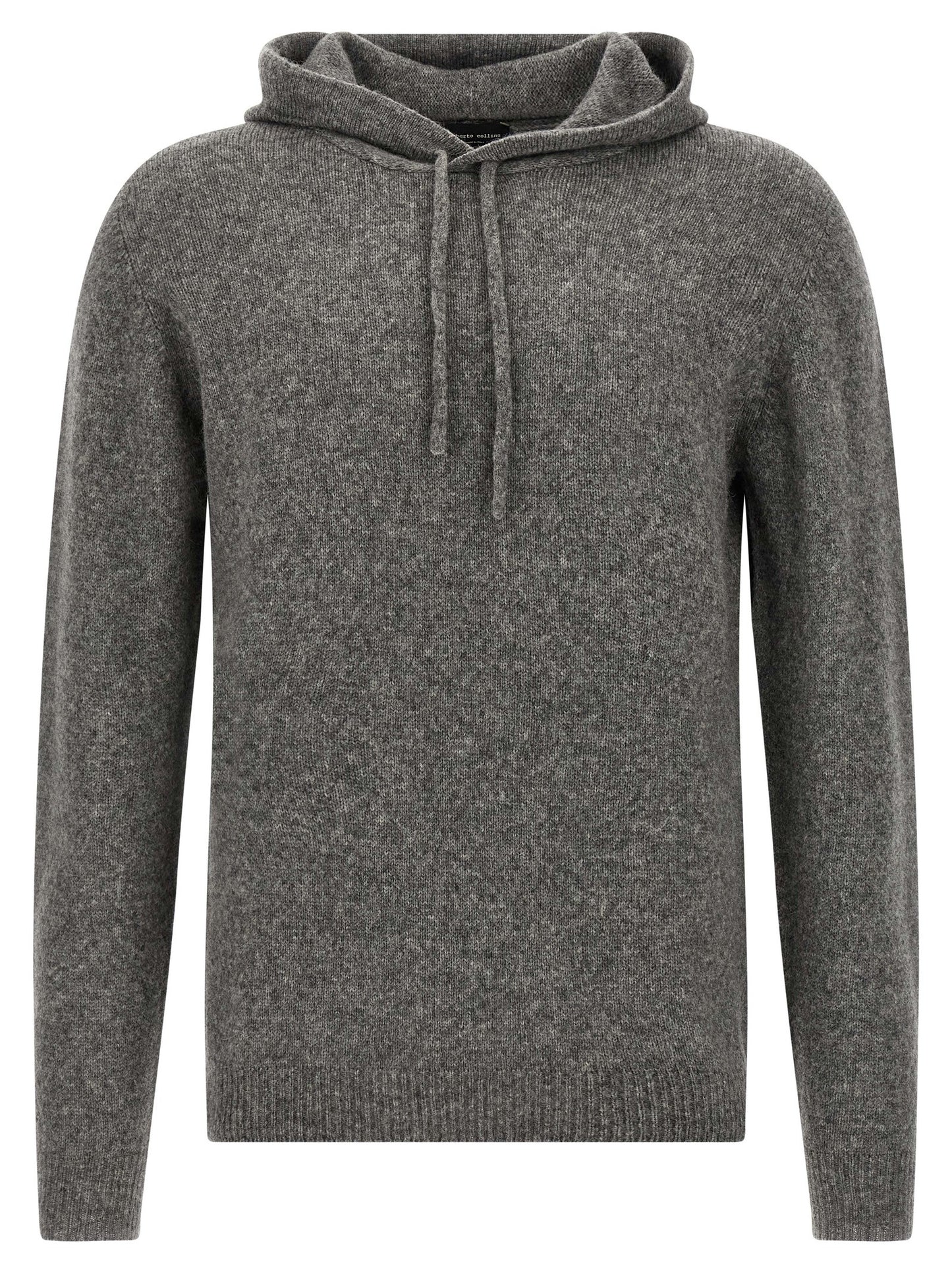 Hooded Cardigan by Roberto Collina for men in polyamide & virgin wool camel & gray showcases a luxurious silhouette, meticulously detailed with a sophisticated hooded neckline and for a refined finish.