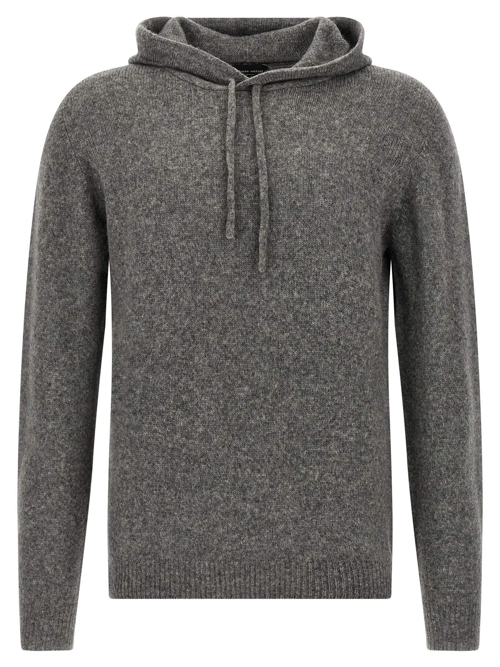 Hooded Cardigan by Roberto Collina for men in polyamide & virgin wool camel & gray showcases a luxurious silhouette, meticulously detailed with a sophisticated hooded neckline and for a refined finish.