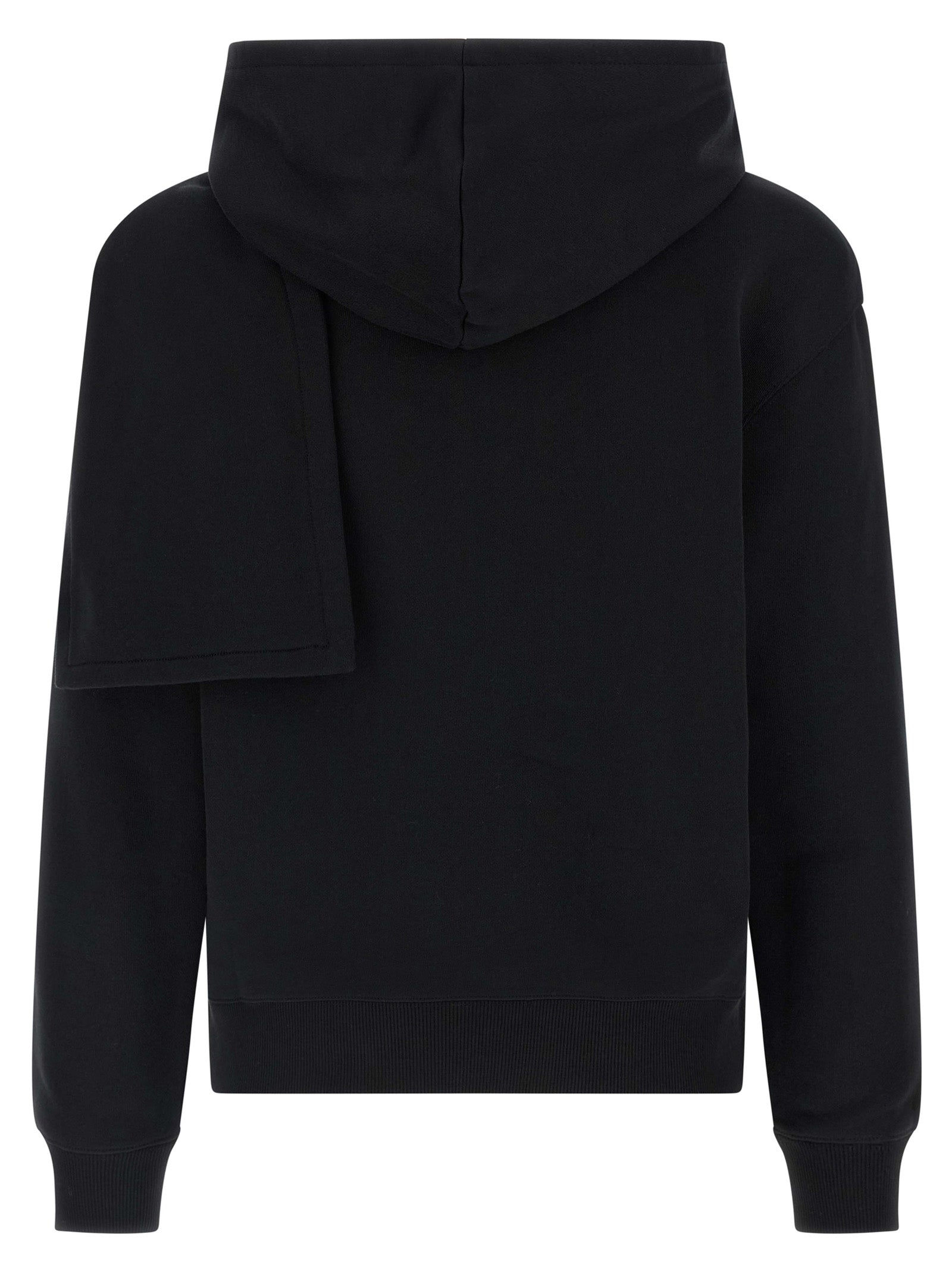 Sweatshirt Hoodie by Courrèges for women in cotton black features an avant-garde silhouette, showcasing a sophisticated hooded neckline and detail for a truly avant-garde finish.