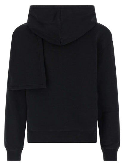 Sweatshirt Hoodie by Courrèges for women in cotton black features an avant-garde silhouette, showcasing a sophisticated hooded neckline and detail for a truly avant-garde finish.