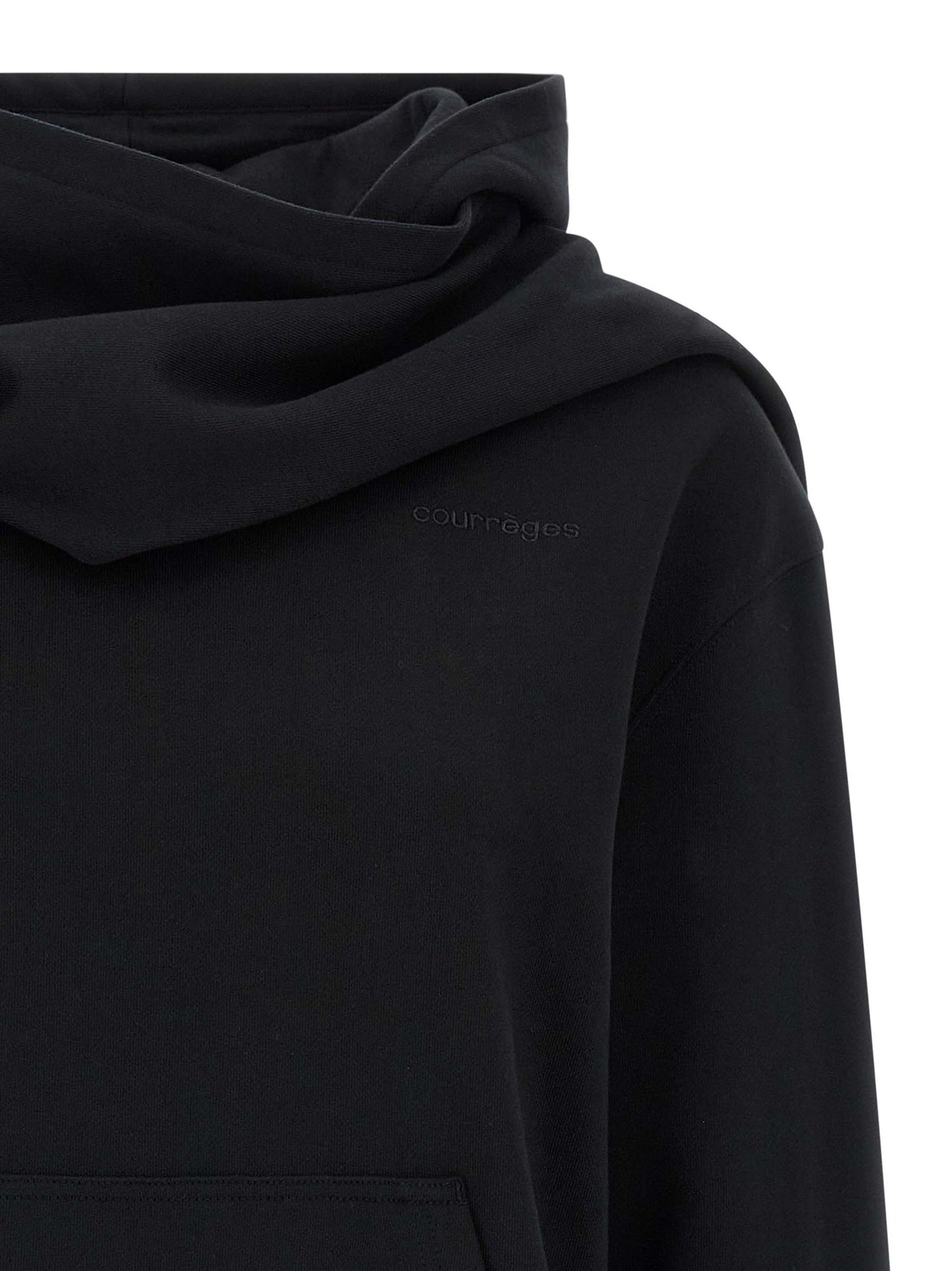 Sweatshirt Hoodie by Courrèges for women in cotton black features a authentic silhouette, showcasing a sophisticated hooded neckline and authentic detail for a refined finish.