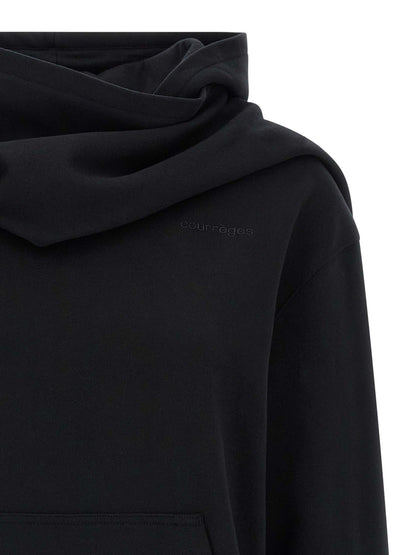 Sweatshirt Hoodie by Courrèges for women in cotton black features a authentic silhouette, showcasing a sophisticated hooded neckline and authentic detail for a refined finish.