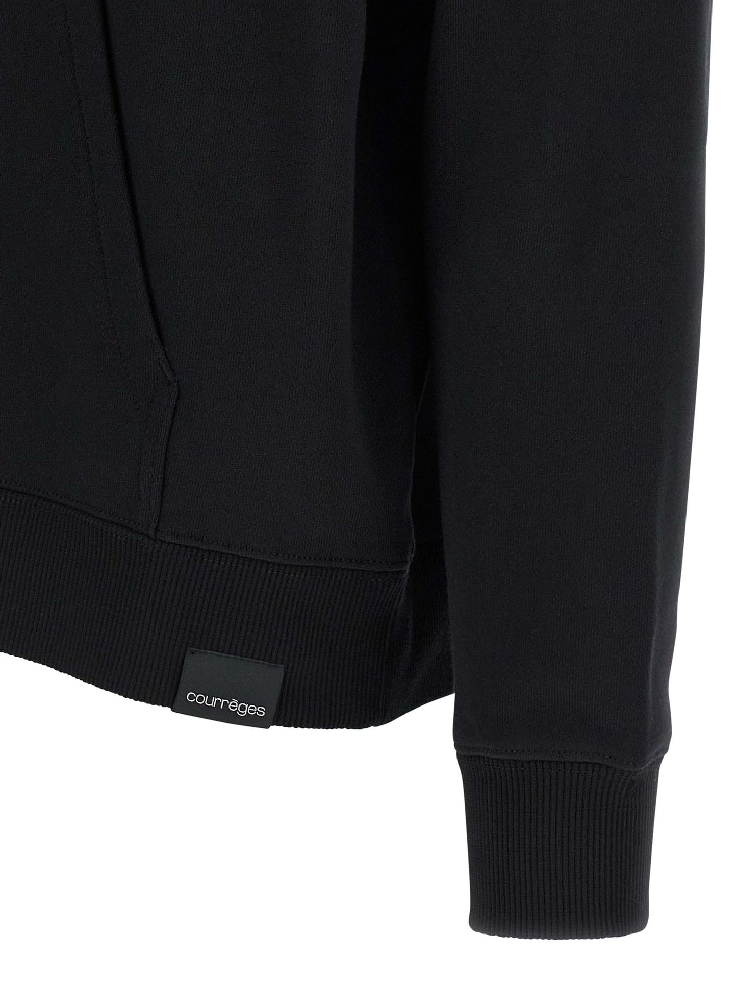 Sweatshirt Hoodie by Courrèges for women in cotton black features an luminous silhouette, showcasing a sophisticated and for a truly luminous look.