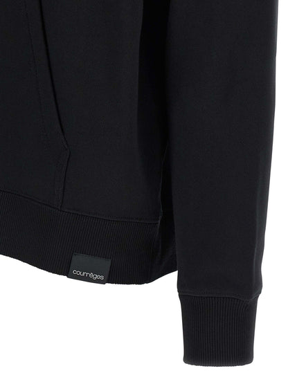 Sweatshirt Hoodie by Courrèges for women in cotton black features an luminous silhouette, showcasing a sophisticated and for a truly luminous look.