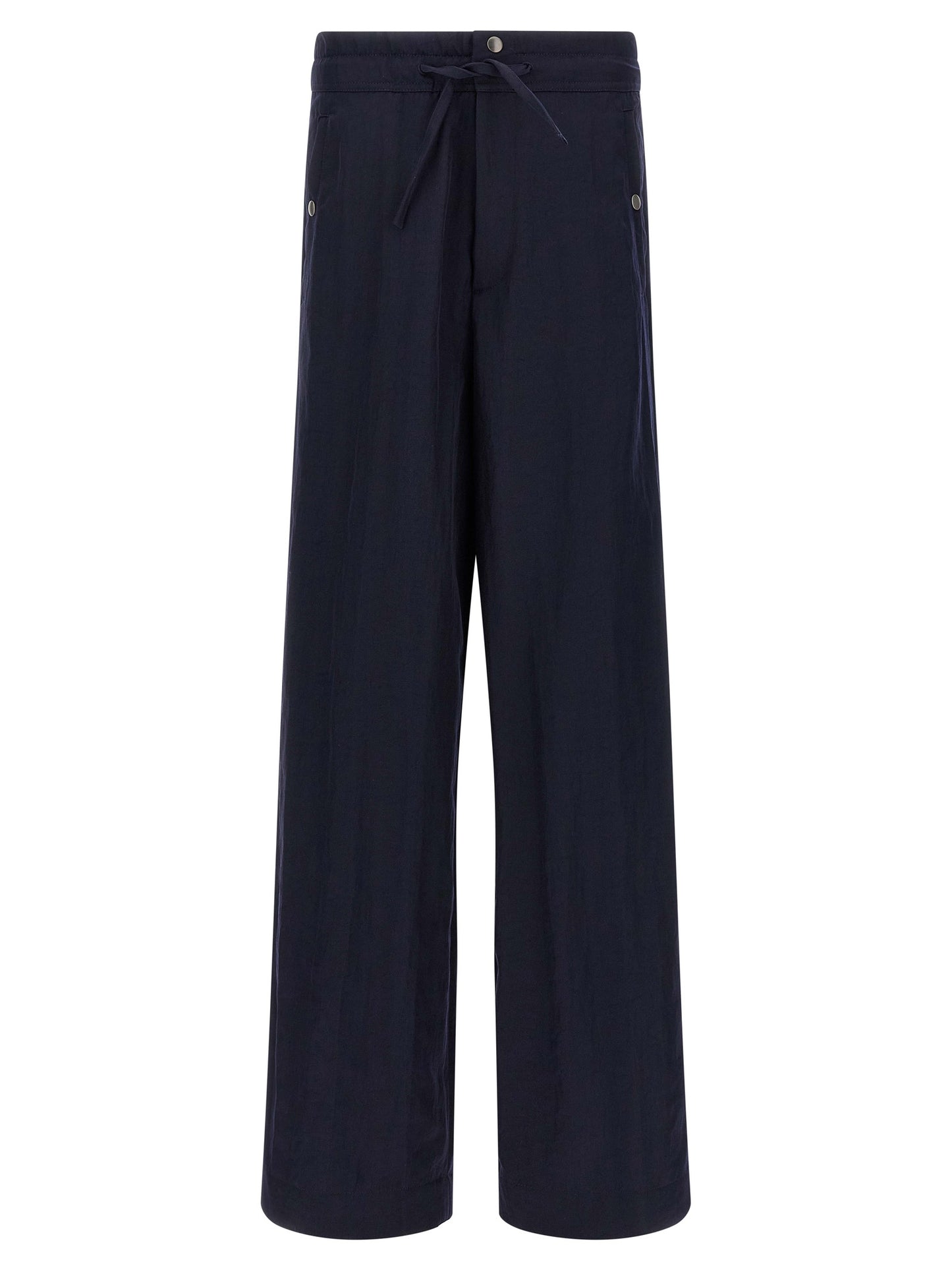 Casual Pants by Dries Van Noten for men in nylon blue features an refined tailoring silhouette, showcasing a premium straight-leg & wide with a and long cut for a refined tailoring look.