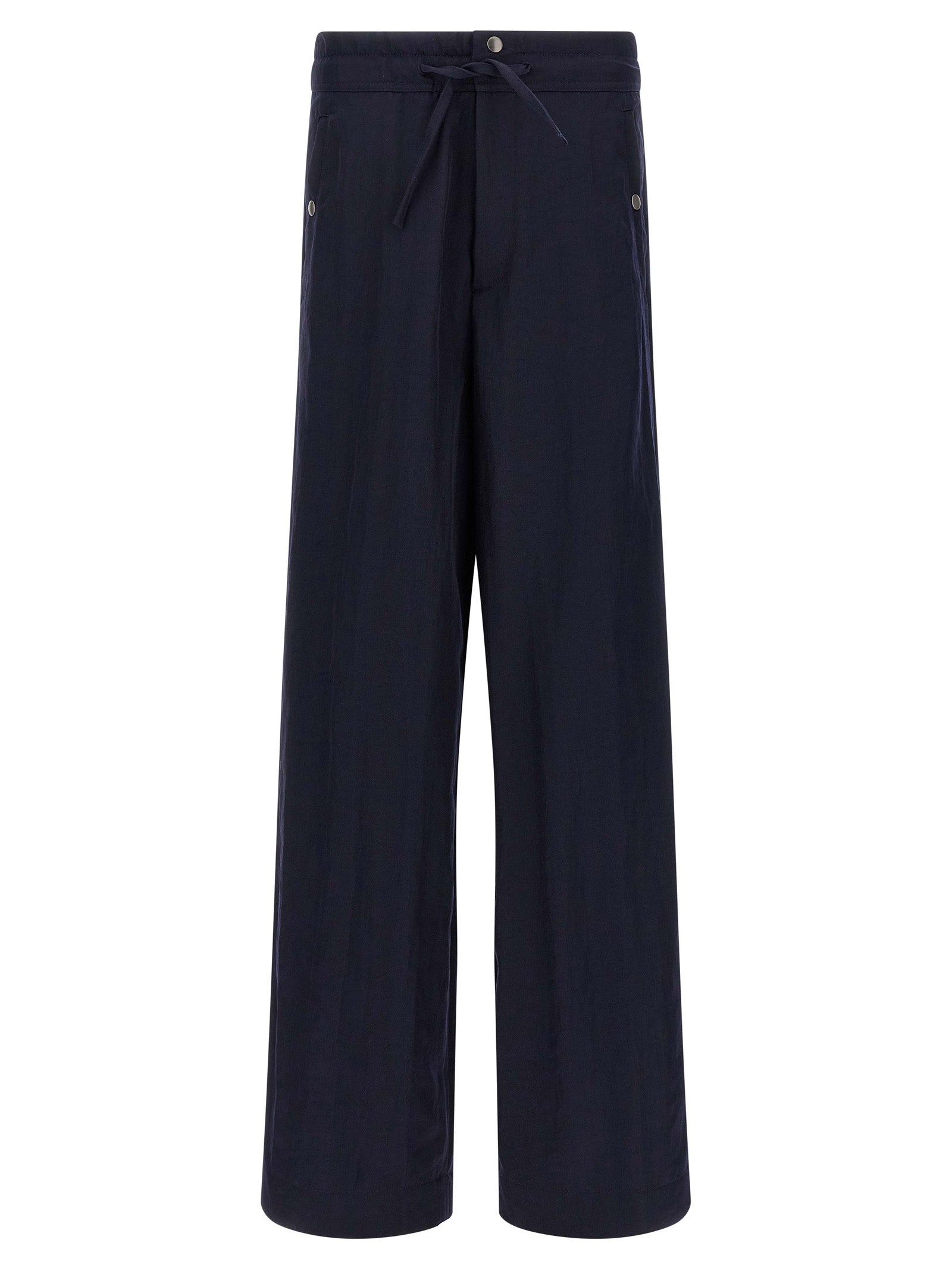 Casual Pants by Dries Van Noten for men in nylon blue features an refined tailoring silhouette, showcasing a premium straight-leg & wide with a and long cut for a refined tailoring look.