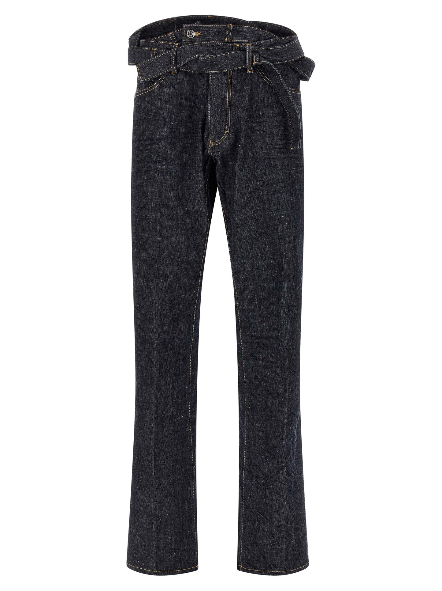Jeans by Dsquared² for men in denim cotton blue & signature features a polished silhouette with a polished straight-leg, reaching a polished long and finished with a polished .