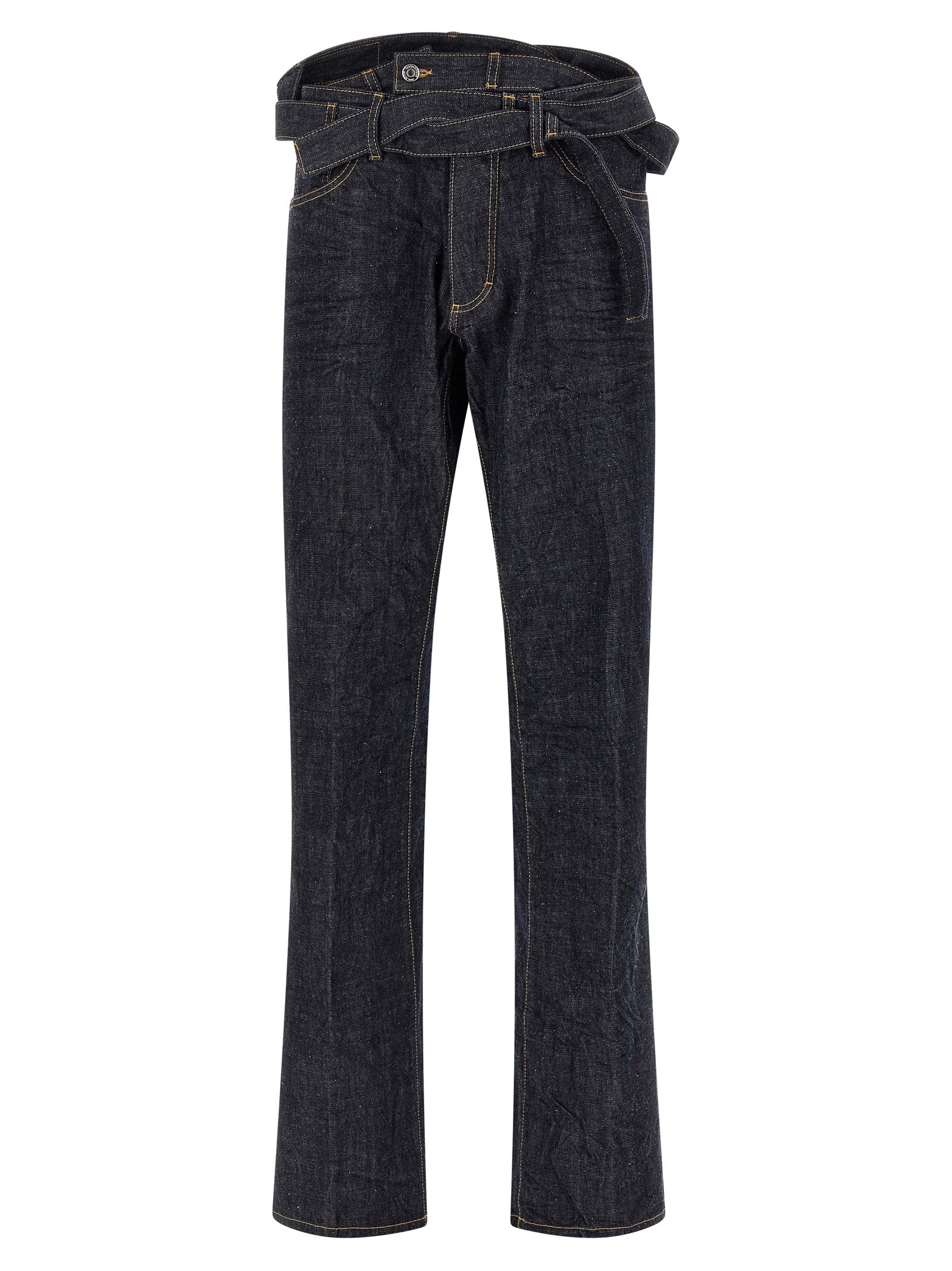 Jeans by Dsquared² for men in denim cotton blue & signature features a polished silhouette with a polished straight-leg, reaching a polished long and finished with a polished .
