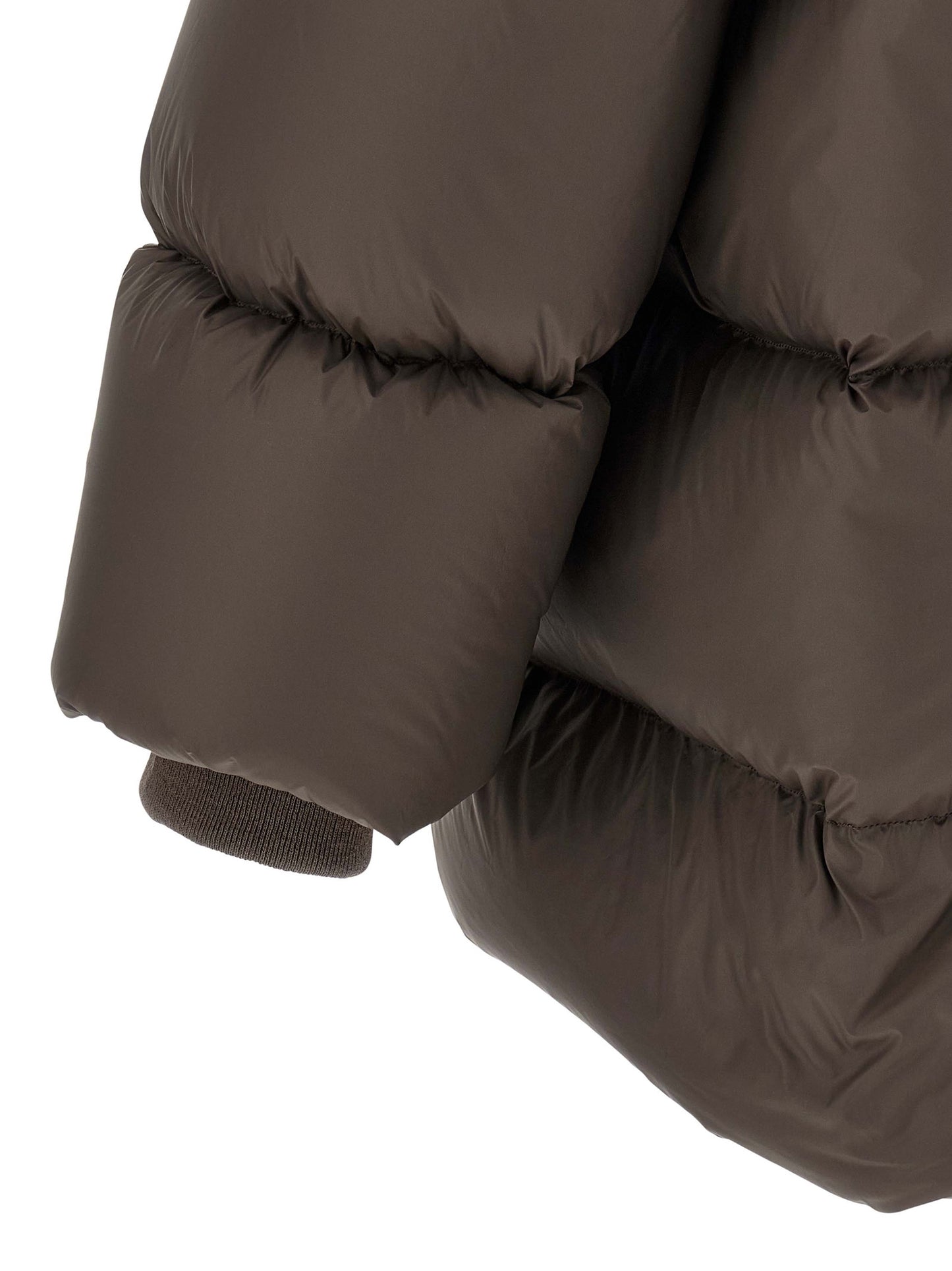 Puffer Jacket by Rick Owens for men in plush nylon cotton & goose-down brown presents a effortlessly chic silhouette, showcasing a sophisticated and premium insulated for a truly effortlessly chic finish.