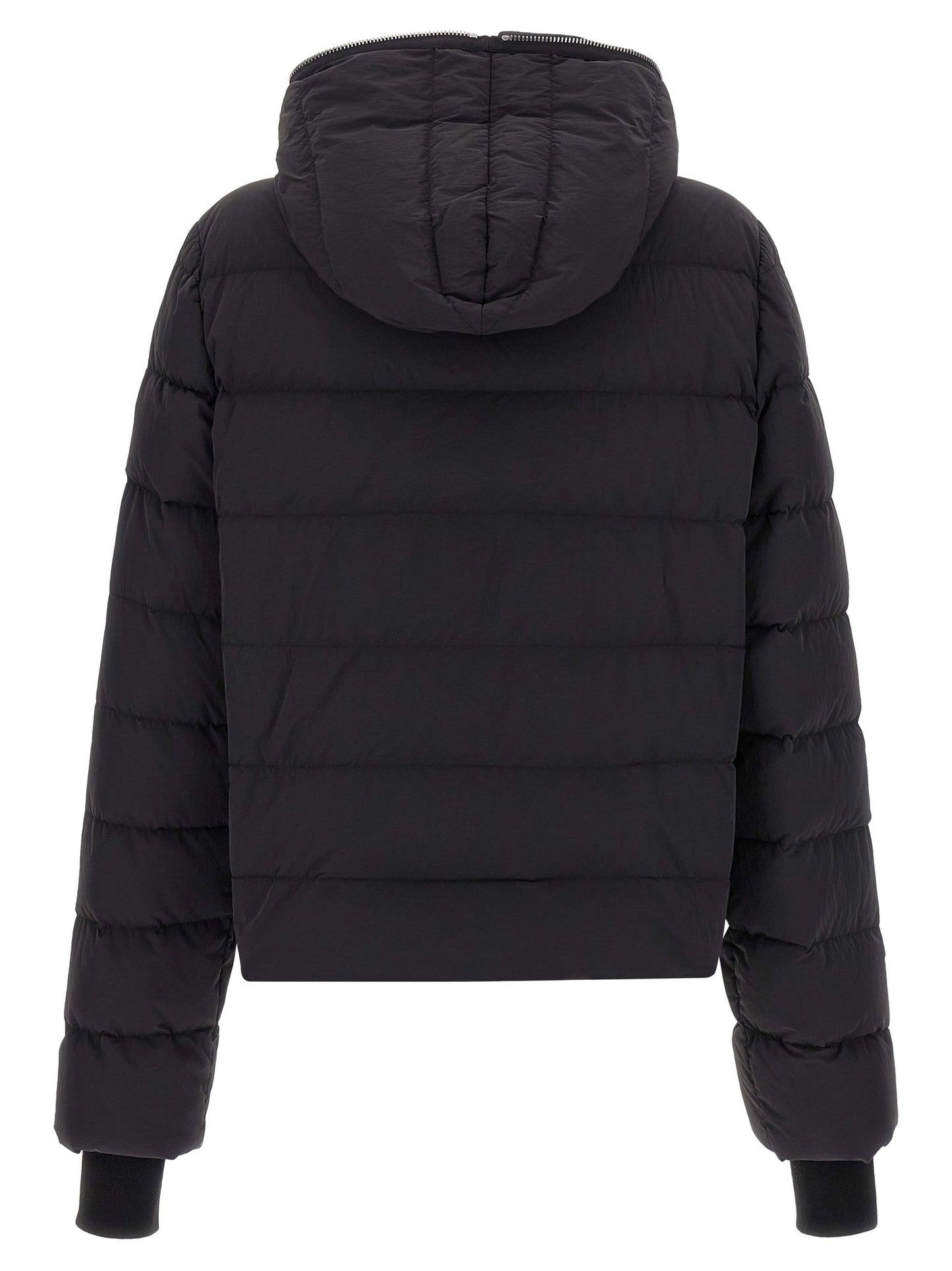This Hooded Puffer Jacket by Rick Owens for men in nylon & goose-down black exhibits a edgy silhouette, meticulously detailed with functional lightweight, pockets, hooded & insulated and a edgy hooded neckline for a edgy finish.