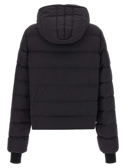 This Hooded Puffer Jacket by Rick Owens for men in nylon & goose-down black exhibits a edgy silhouette, meticulously detailed with functional lightweight, pockets, hooded & insulated and a edgy hooded neckline for a edgy finish.