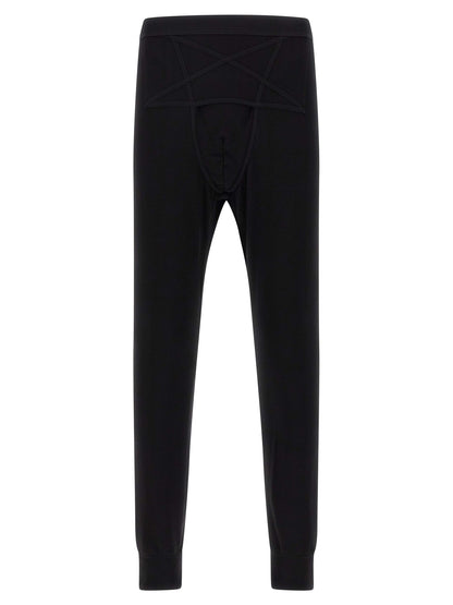 Activewear Leggings by Rick Owens for men in viscose nylon & alpaca wool black features an versatile silhouette, showcasing with a versatile leggings, long, and for a high-performance look.