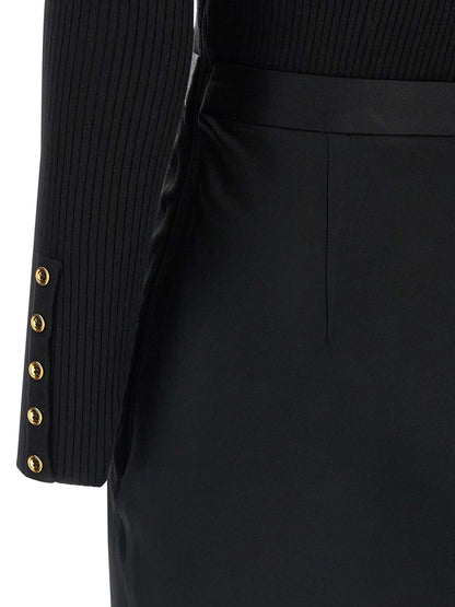 Dress by Elisabetta Franchi for women in polyamide lyocell silk satin black & gold features an cute silhouette, detailed with a and that elegantly flows into a cute midi.