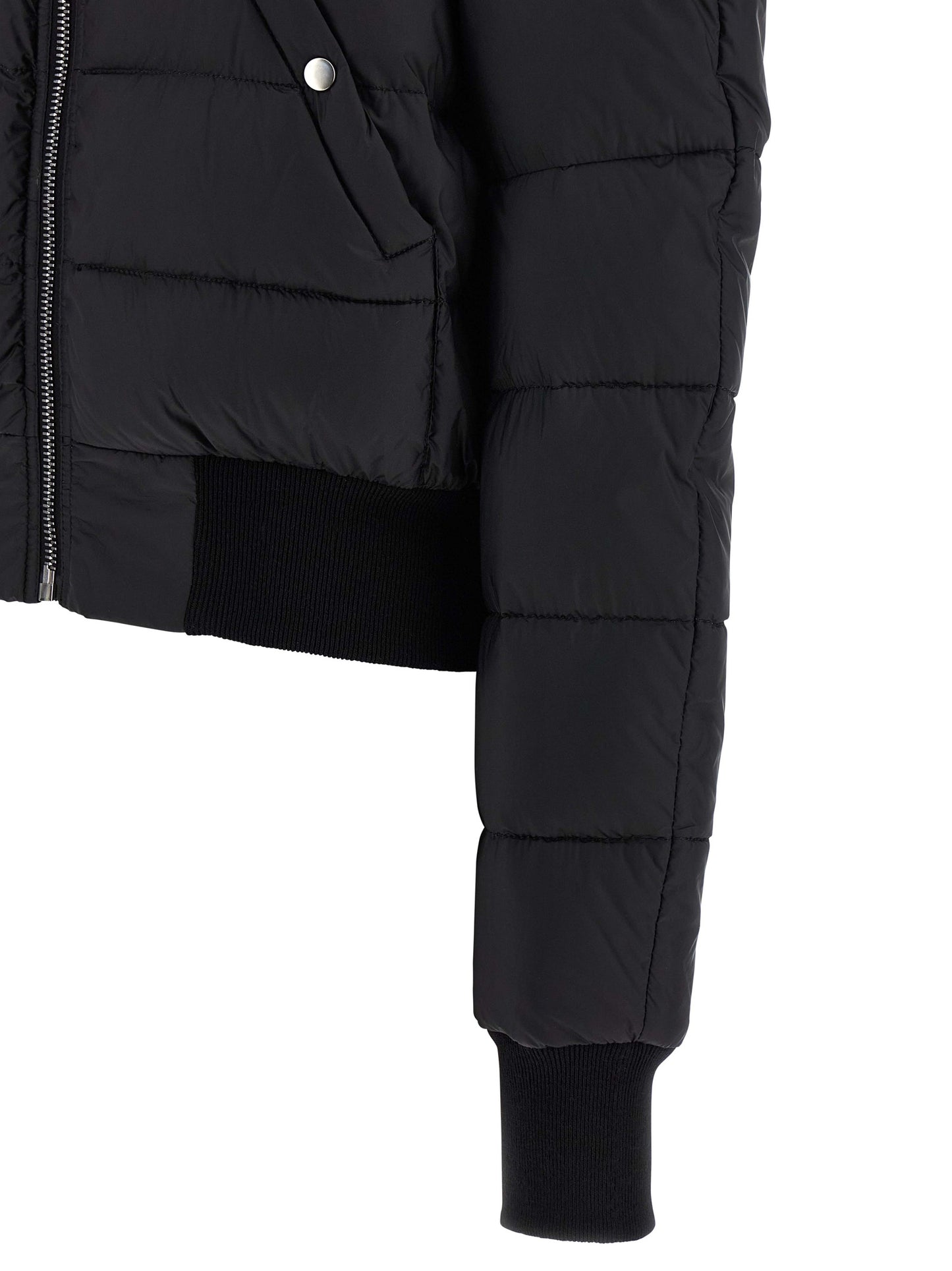 Bomber Jacket by Rick Owens for women in nylon & goose-down black presents a effortlessly chic silhouette, showcasing a sophisticated and premium insulated for a truly effortlessly chic finish.