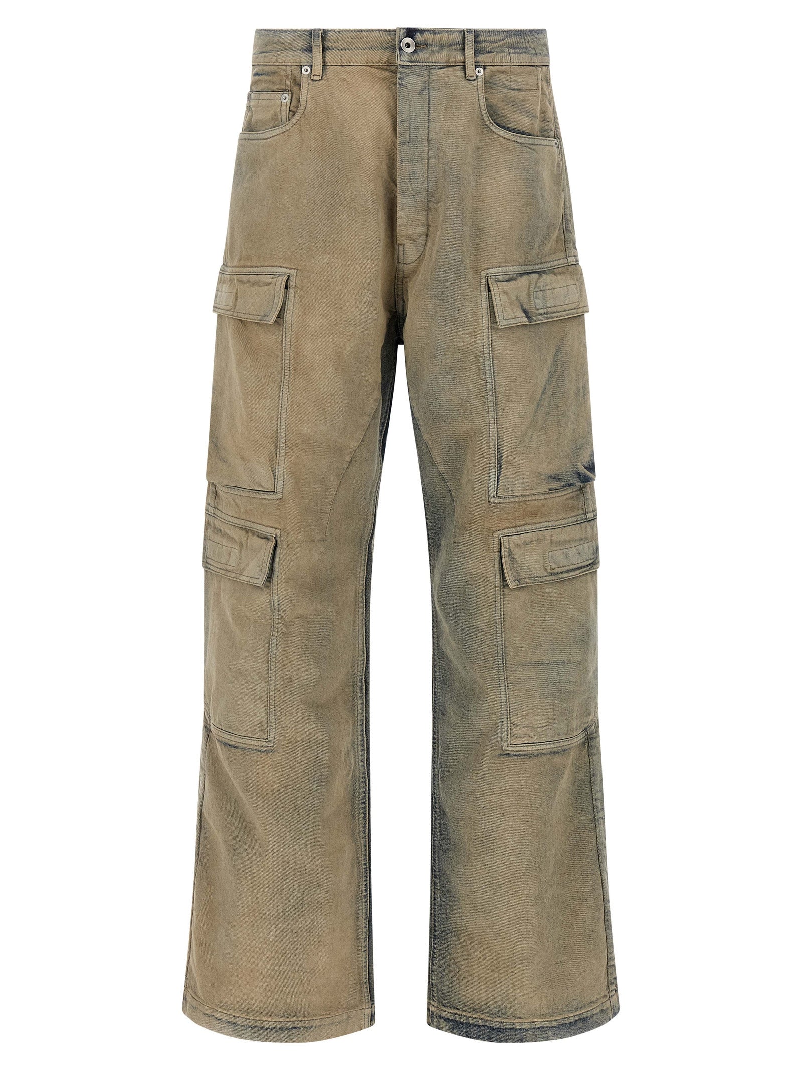 Cargo Pants by DRKSHDW for men in denim cotton beige features an tailored straight-leg & wide with a low rise and long, creating a tailored utilitarian silhouette.