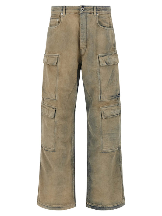 Cargo Pants by DRKSHDW for men in denim cotton beige features an tailored straight-leg & wide with a low rise and long, creating a tailored utilitarian silhouette.