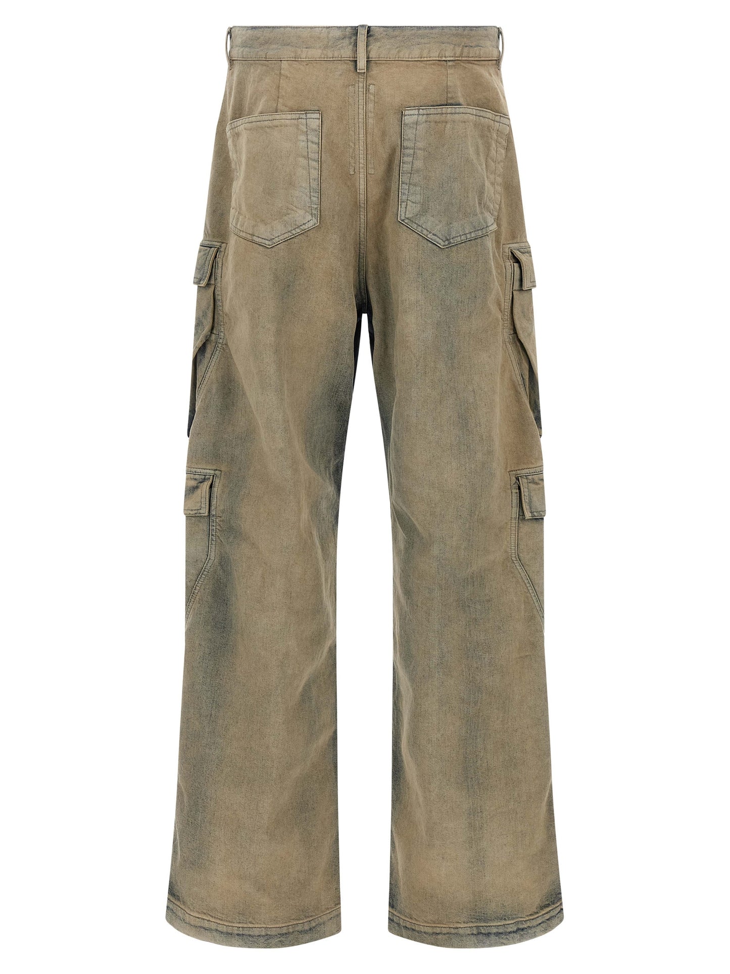 Cargo Pants by DRKSHDW for men in denim cotton beige features a sartorial silhouette, showcasing a sophisticated straight-leg & wide with a refined long and elegant low rise.
