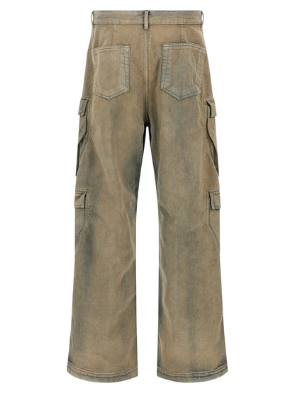 Cargo Pants by DRKSHDW for men in denim cotton beige features a sartorial silhouette, showcasing a sophisticated straight-leg & wide with a refined long and elegant low rise.