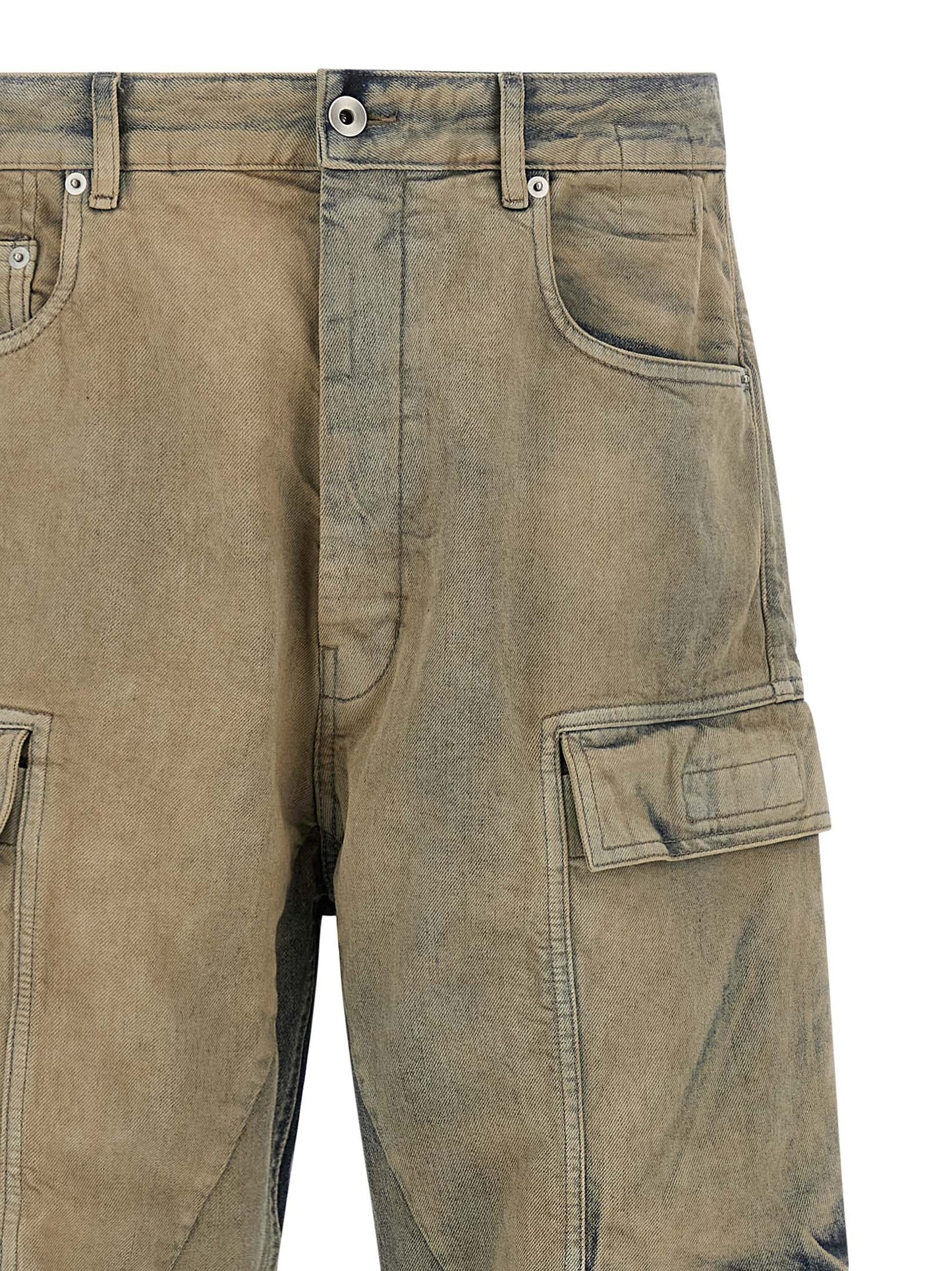 Cargo Pants by DRKSHDW for men in denim cotton beige features a architectural straight-leg & wide with a architectural long and architectural low rise.