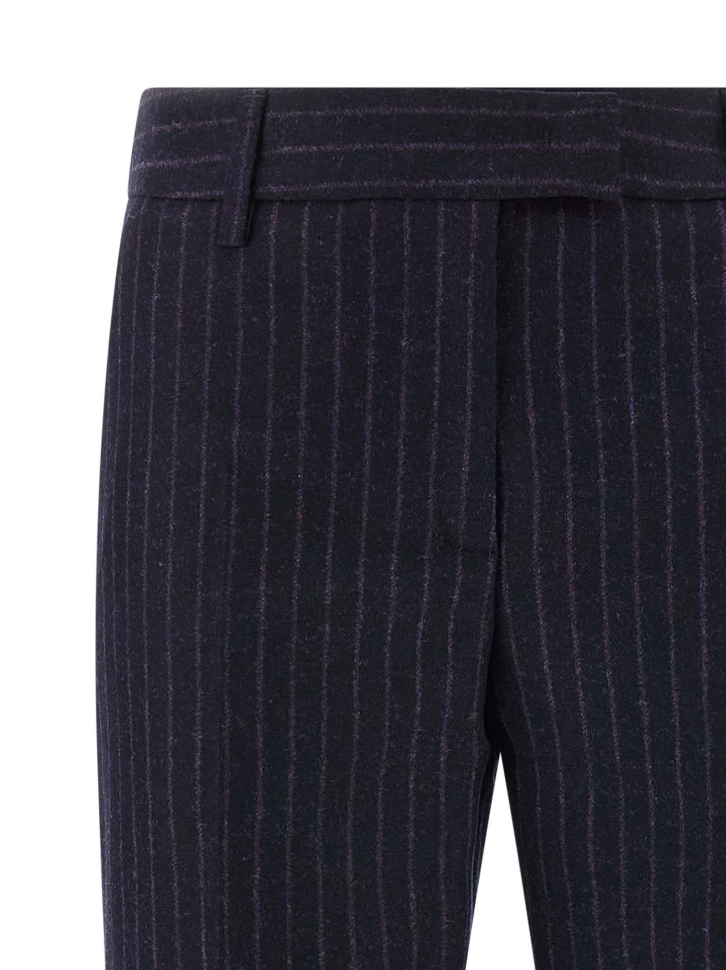 Trousers by Alberto Biani for women in virgin wool blue & pinstripe presents a smart silhouette, meticulously detailed with a smart straight-leg, a smart long, and a smart .