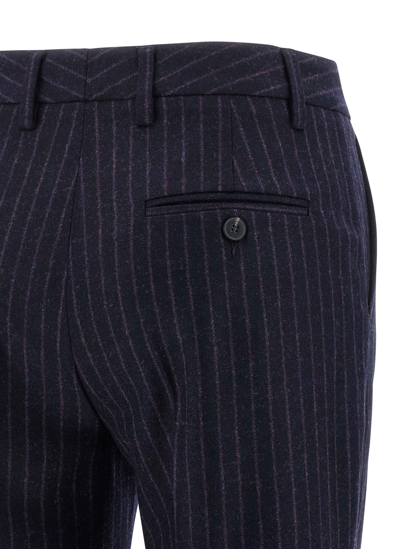 Trousers by Alberto Biani for women in virgin wool blue & pinstripe presents a perennial silhouette, meticulously tailored with a straight-leg cut, long finish, and an elegant .
