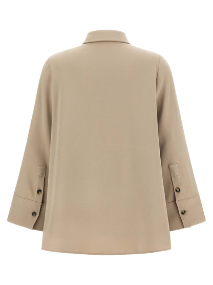 Blouse by Alberto Biani for women in polyester beige showcases a sleek silhouette, elegantly detailed with a sleek asymmetric neckline and for a sleek finish.