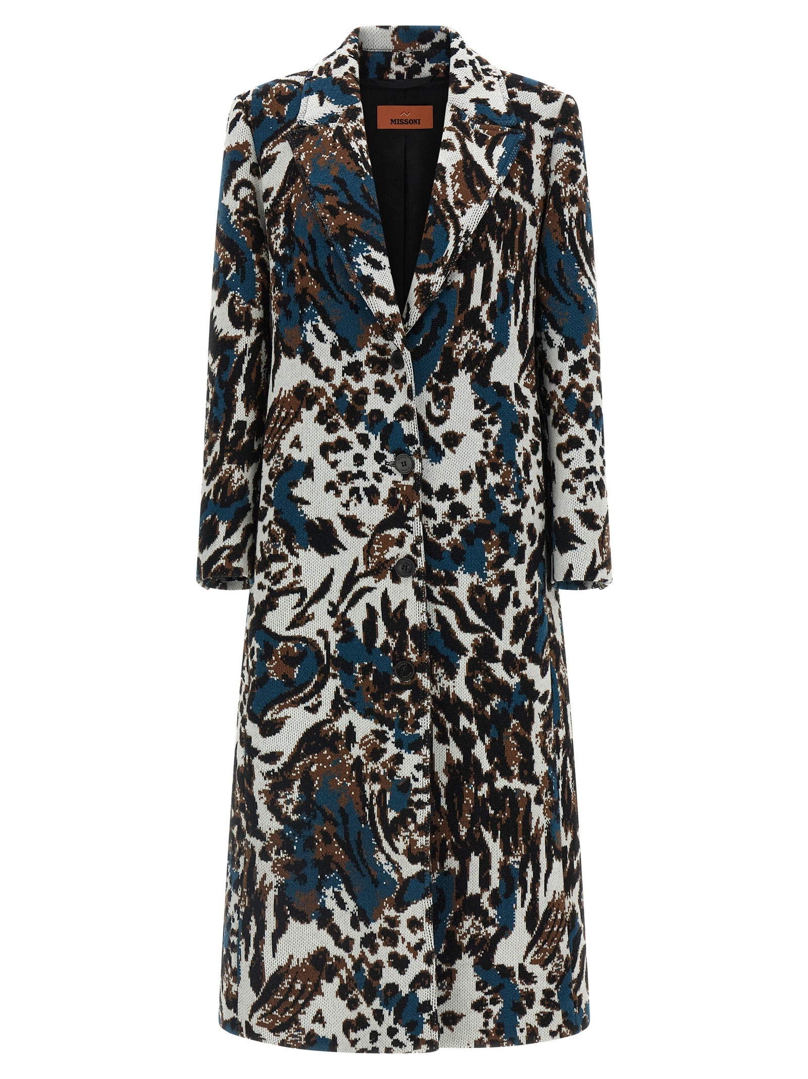 Overcoat by Missoni for women in polyamide wool multicolor & jacquard features an satoral silhouette, showcasing a sophisticated v-neck neckline and satoral pockets for a premium, timeless look.