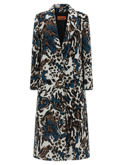Overcoat by Missoni for women in polyamide wool multicolor & jacquard features an satoral silhouette, showcasing a sophisticated v-neck neckline and satoral pockets for a premium, timeless look.
