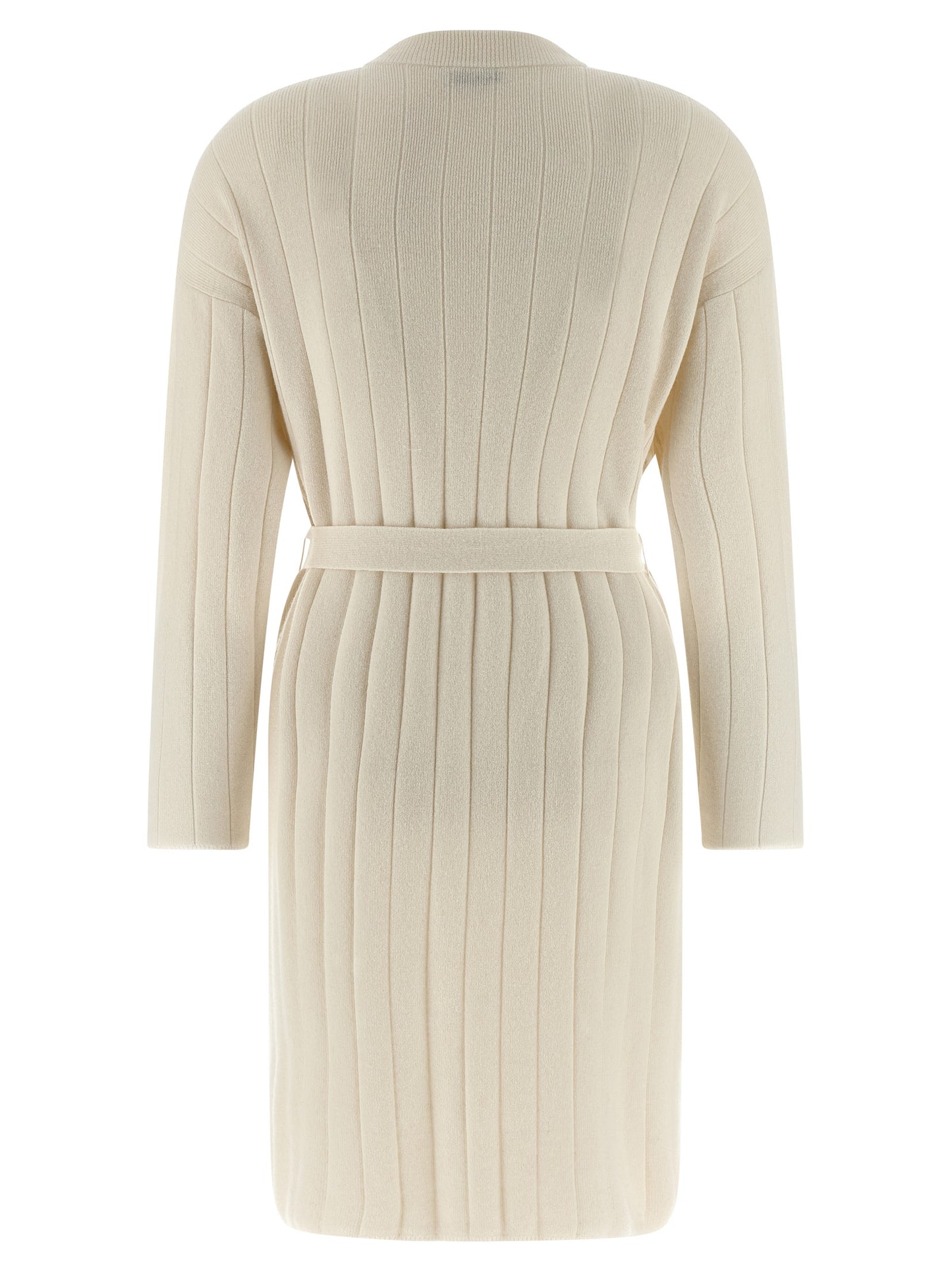 Cardigan by Max Mara for women in cashmere & leather white features an impeccable silhouette, showcasing a sophisticated wrap neckline and detail for a truly impeccable finish.