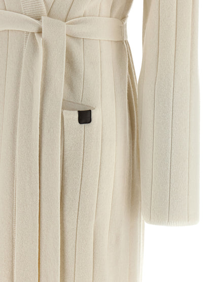 Cardigan by Max Mara for women in cashmere & leather white showcases a luxurious silhouette, meticulously detailed with a sophisticated and for a refined finish.